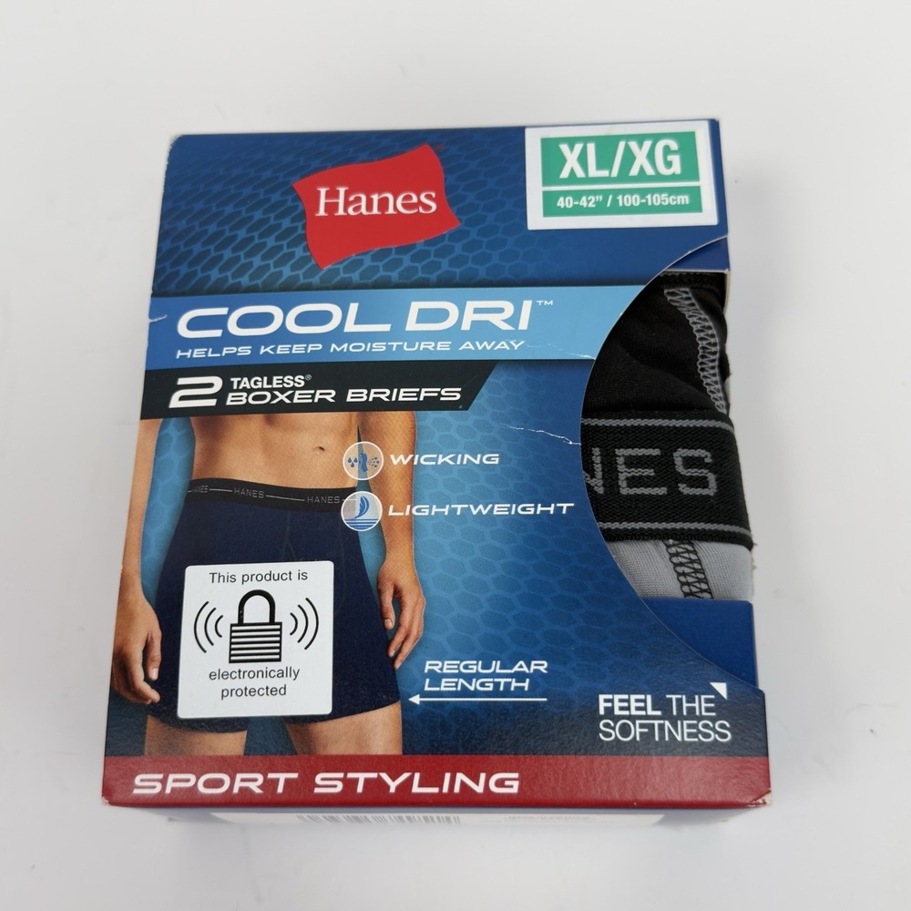 HANES | 2 Tagless Boxer Briefs, Cool Dri | Size XL, Regular Length